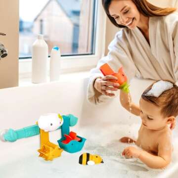 Battat – Baby Bath Toy Bar – 6 Removable Pieces & 2 Suction Cups – Stacking & Sorting Toys – Toddler Bath Toys – 12 Months + – Rain & Shine Bath Bar