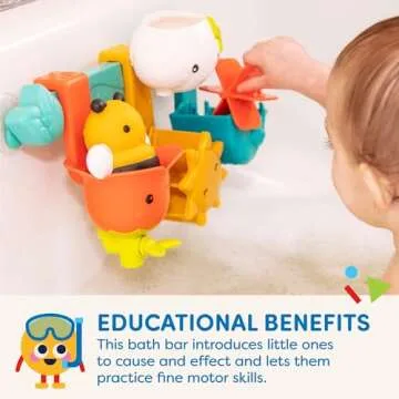 Battat – Baby Bath Toy Bar – 6 Removable Pieces & 2 Suction Cups – Stacking & Sorting Toys – Toddler Bath Toys – 12 Months + – Rain & Shine Bath Bar
