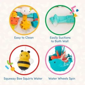 Battat – Baby Bath Toy Bar – 6 Removable Pieces & 2 Suction Cups – Stacking & Sorting Toys – Toddler Bath Toys – 12 Months + – Rain & Shine Bath Bar