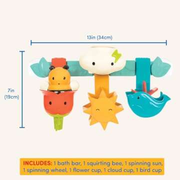 Battat – Baby Bath Toy Bar – 6 Removable Pieces & 2 Suction Cups – Stacking & Sorting Toys – Toddler Bath Toys – 12 Months + – Rain & Shine Bath Bar