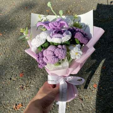 Handmade Crochet Flowers Bouquet for Mother's Day Gifts