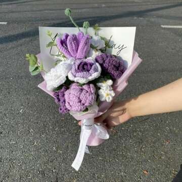 Handmade Crochet Flowers Bouquet for Mother's Day Gifts