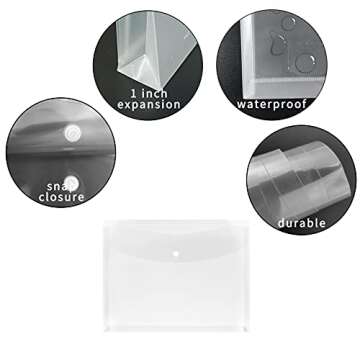 Plastic Legal Size Envelopes with Snap Closure Expandable Organizer Clear Color Folder for Home Offi...