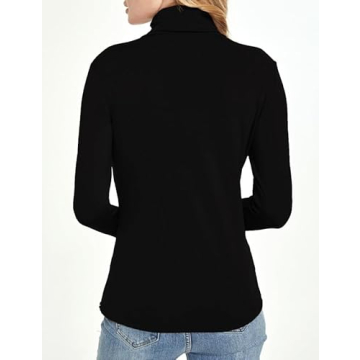 SSLR Black Thermal Turtleneck Women Fleece Lined Slim Fit