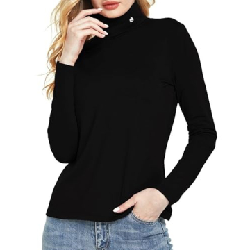 SSLR Black Thermal Turtleneck Women Fleece Lined Slim Fit