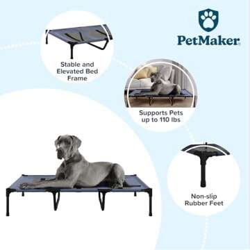 Portable Elevated Dog Bed for Pets up to 110lbs - Blue