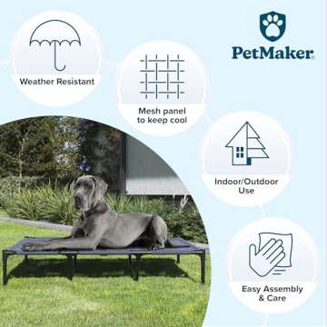 Portable Elevated Dog Bed for Pets up to 110lbs - Blue