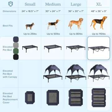 Portable Elevated Dog Bed for Pets up to 110lbs - Blue