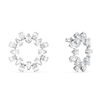Swarovski Matrix Pierced Earrings – Elegant Circle Design