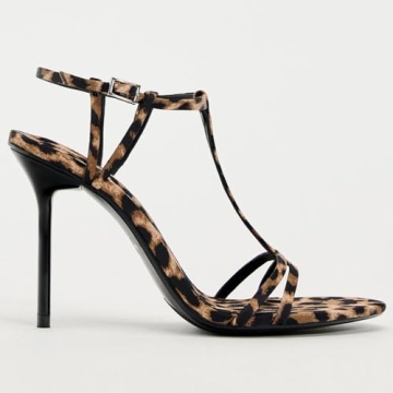 YIYA Women's Leopard Open Toe Ankle Strappy Heels