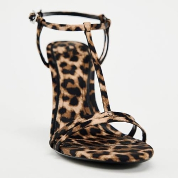 YIYA Women's Leopard Open Toe Ankle Strappy Heels