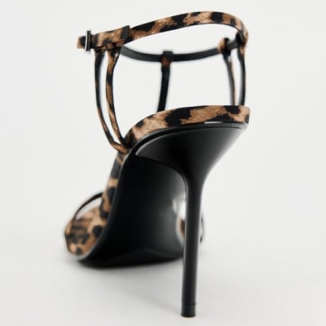YIYA Women's Leopard Open Toe Ankle Strappy Heels