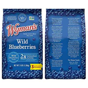 Wyman’s Frozen Wild Blueberries | No Preservatives, Non-GMO Certified | 18 Pounds Total of Fresh F...