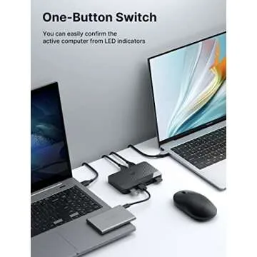 USB 3.0 Switch, JSAUX USB Switcher Selector 2 Computers Sharing 4 USB Devices KVM Switch Hub Adapter for Keyboard Mouse Printer Scanner U-Disk, Hard Drives, Compatible with Mac/Windows/Linux