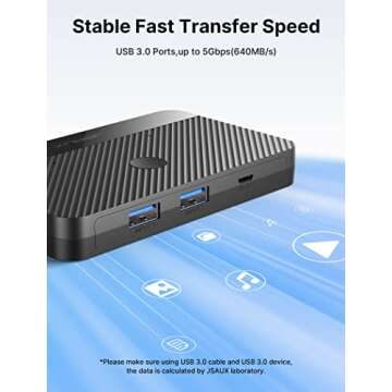 USB 3.0 Switch, JSAUX USB Switcher Selector 2 Computers Sharing 4 USB Devices KVM Switch Hub Adapter for Keyboard Mouse Printer Scanner U-Disk, Hard Drives, Compatible with Mac/Windows/Linux