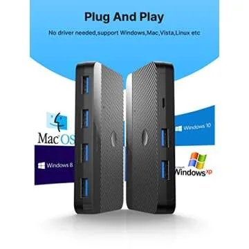 USB 3.0 Switch, JSAUX USB Switcher Selector 2 Computers Sharing 4 USB Devices KVM Switch Hub Adapter for Keyboard Mouse Printer Scanner U-Disk, Hard Drives, Compatible with Mac/Windows/Linux