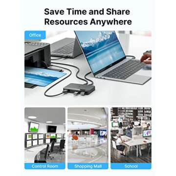 USB 3.0 Switch, JSAUX USB Switcher Selector 2 Computers Sharing 4 USB Devices KVM Switch Hub Adapter for Keyboard Mouse Printer Scanner U-Disk, Hard Drives, Compatible with Mac/Windows/Linux