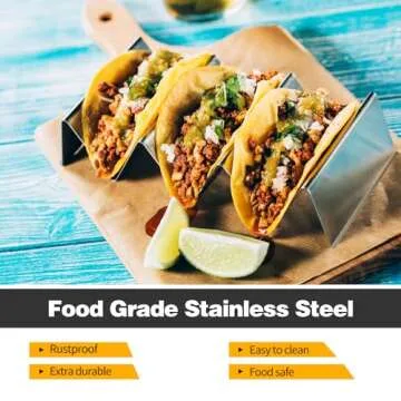 DkOvn Taco Holder Set - Stainless Steel Tray for 2 or 3 Tacos, Dishwasher Safe, Perfect for Parties