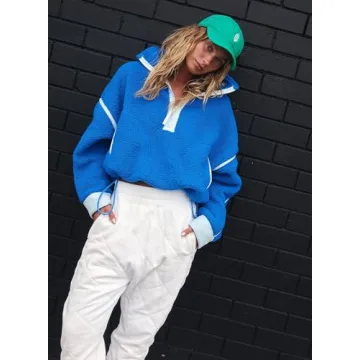 Kumufenc Women's Cozy Fleece Half Zip Pullover Hoodie