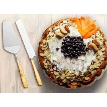 Elegant Premium Gold & Silver Wedding Cake Knife Set