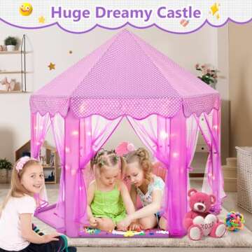 Monobeach Princess Tent Girls Large Playhouse Kids Castle Play Tent with Star Lights Gift Toy for Ch...