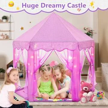 Monobeach Princess Tent Girls Large Playhouse Kids Castle Play Tent with Star Lights Gift Toy for Ch...
