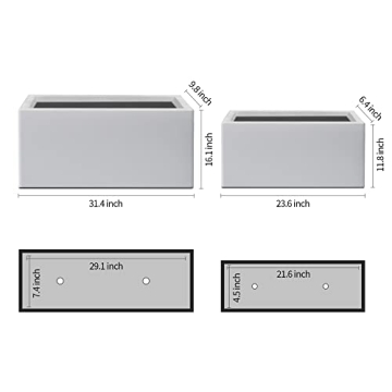 Kante Rectangular Concrete Planters Set of 2 - Modern Design