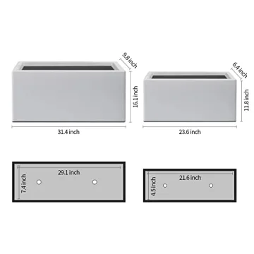 Kante Rectangular Concrete Planters Set of 2 - Modern Design