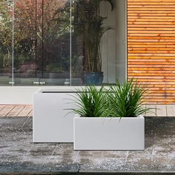 Kante Rectangular Concrete Planters Set of 2 - Modern Design