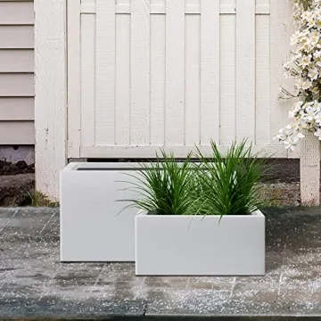 Kante Rectangular Concrete Planters Set of 2 - Modern Design