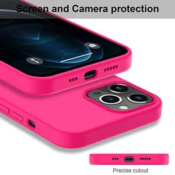 DEENAKIN Compatible with iPhone 12 Pro Max Case with Screen Protector,Soft Silicone Gel Rubber Bumper Cover,Slim Fit Shockproof Protective Phone Cover Hot Pink