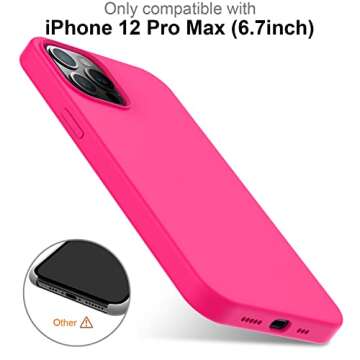 DEENAKIN Compatible with iPhone 12 Pro Max Case with Screen Protector,Soft Silicone Gel Rubber Bumper Cover,Slim Fit Shockproof Protective Phone Cover Hot Pink