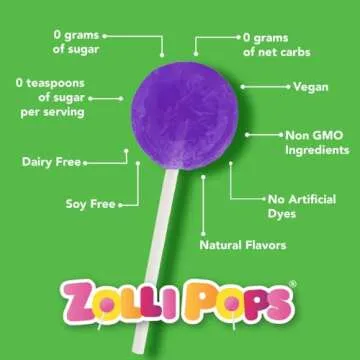Zolli Vitamin C Sugar-Free Keto Lollipops - Immune Boosting, Natural Fruit Flavor, Vegan, Gluten-Free, 8 Oz. - Support Your Immune System with Tasty and Healthy Lollipops