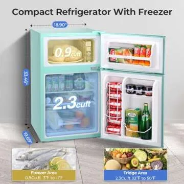 R.W.FLAME 3.2 Cu.Ft Compact Mini Fridge & Freezer for Home Office