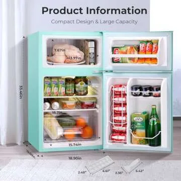 R.W.FLAME 3.2 Cu.Ft Mini Fridge with Freezer and Shelves