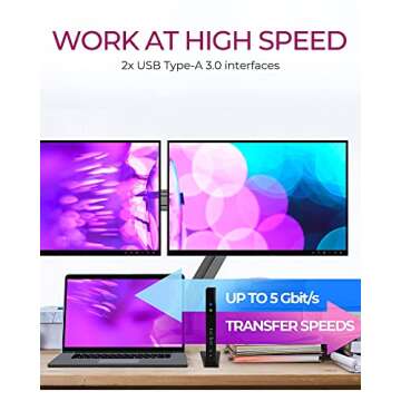 ICY BOX USB 3.0 Universal Laptop Docking Station for Windows/Mac - Dual Monitor Dock (Dual HDMI, Gigabit Ethernet, Audio, 4 USB Ports) with USB B to A/C Cable