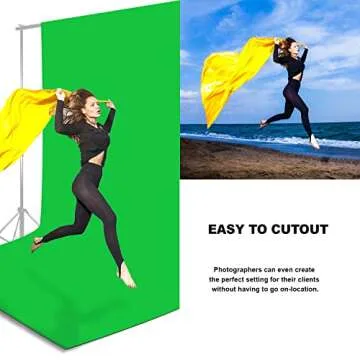 Julius Studio 10 x 12 ft. Green Chromakey Backdrop Screen Photo Background, Premium Synthetic Fabric 150GSM Thicker A+ Grade Material, Professional Photography Video Studio, Event, Streaming, JSAG474
