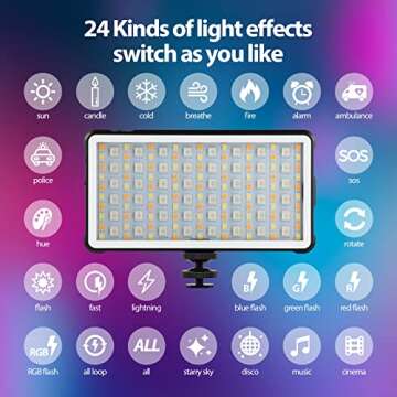 ENEGON RGB Video Light, Built-in 4000mAh Rechargeable Battery LED Camera Light Full Color 24 Common Light Effects, CRI≥95 2500-9000K LED Video Light Panel with Power Bank Function.