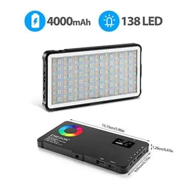 ENEGON RGB Video Light, Built-in 4000mAh Rechargeable Battery LED Camera Light Full Color 24 Common Light Effects, CRI≥95 2500-9000K LED Video Light Panel with Power Bank Function.