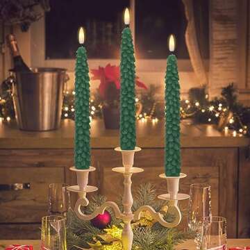 GenSwin Christmas Tree Flameless Taper Candles Flickering with Remote Timer, Real Wax LED Battery Op...