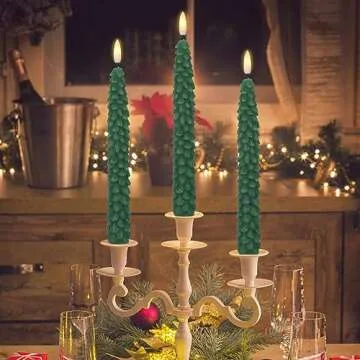 GenSwin Christmas Tree Flameless Taper Candles Flickering with Remote Timer, Real Wax LED Battery Op...