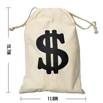 Eylola 2-Pack Durable Money Bags for Costumes & Parties