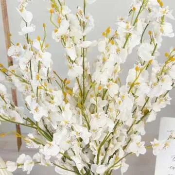 Wootkey 38" White Orchid Silk Flowers for Home & Wedding