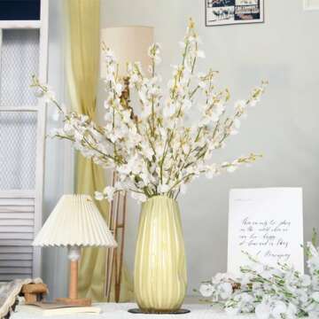 Wootkey 38" White Orchid Silk Flowers for Home & Wedding