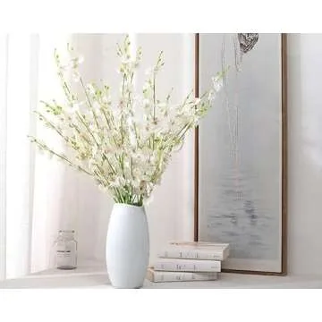 Wootkey 38" White Orchid Silk Flowers for Home & Wedding