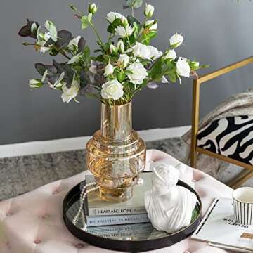 A&B Home Amber Cylindric Glass Vase - Geometrical Decorative Vase, Tabletop Home Decor, Bedroom Living Room Accent Piece Entryway Console Table Sideboard Flower Vase, 8" x 8" x 14"