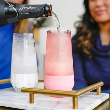 Host Champagne Freeze Stemless Chilling Wine Glasses, 9oz Set of 2, Freezer Cooling Cups, Insulated Flute Gifts for Women, For Mimosas, Prosecco and Bubbly, Marble