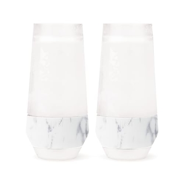 Host Champagne Freeze Stemless Chilling Wine Glasses, 9oz Set of 2, Freezer Cooling Cups, Insulated Flute Gifts for Women, For Mimosas, Prosecco and Bubbly, Marble