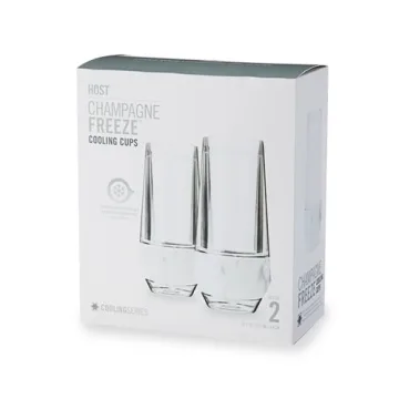 Host Champagne Freeze Stemless Chilling Wine Glasses, 9oz Set of 2, Freezer Cooling Cups, Insulated Flute Gifts for Women, For Mimosas, Prosecco and Bubbly, Marble