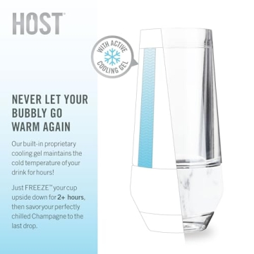 Host Champagne Freeze Stemless Chilling Wine Glasses, 9oz Set of 2, Freezer Cooling Cups, Insulated Flute Gifts for Women, For Mimosas, Prosecco and Bubbly, Marble